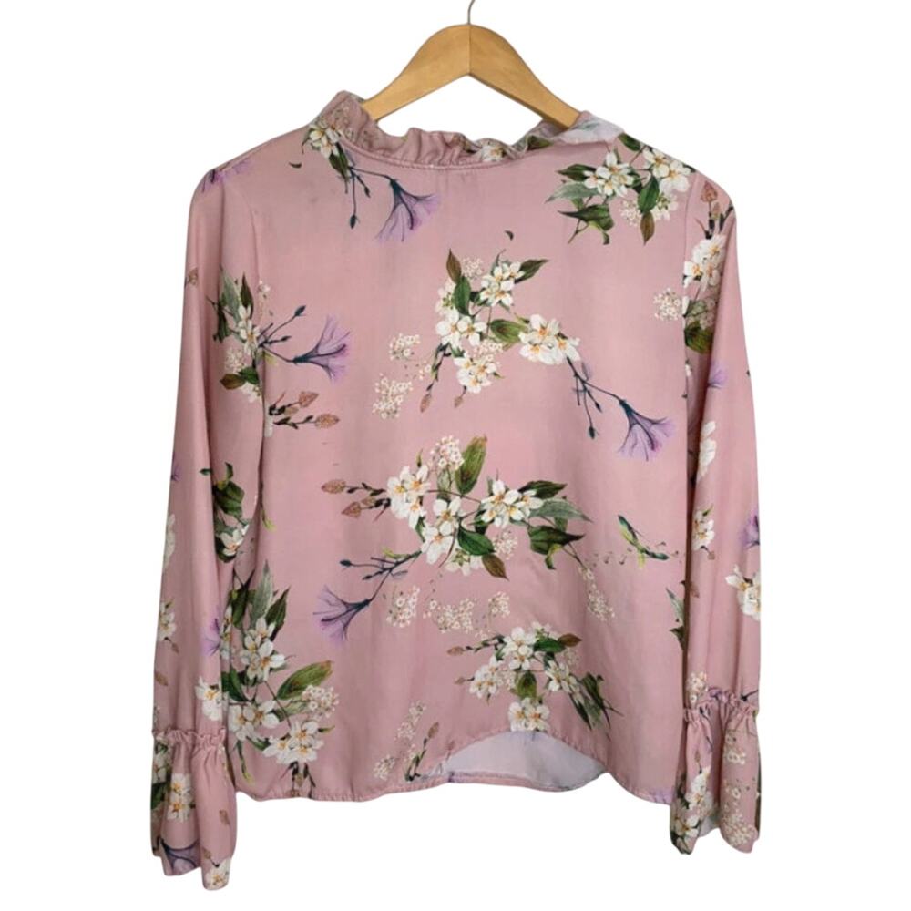 Pink Floral Long Sleeve Women’s M (8/10) Fairycore Coquette Cottagecore Blouse